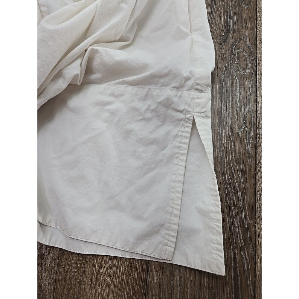 Julia Armory Women's Medium Ivory Shirt Dress Tunic Cotton Button Front Pockets - Picture 14 of 14